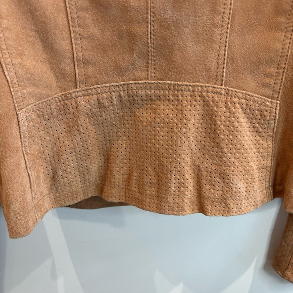 GOOSECRAFT Sz L Moto Style Jacket Biker 032 Suede Gold Hardware Leopard Lining - Picture 7 of 13